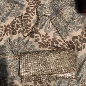 Silver rhinestone clutch